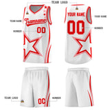 Custom White Shoulder Stars Graffiti Pattern Sets Basketball Jersey