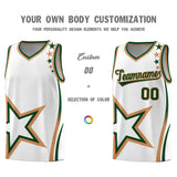 Custom White Shoulder Stars Graffiti Pattern Sets Basketball Jersey