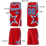 Custom Red Shoulder Stars Graffiti Pattern Sets Basketball Jersey
