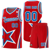 Custom Red Shoulder Stars Graffiti Pattern Sets Basketball Jersey