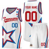 Custom White Shoulder Stars Graffiti Pattern Sets Basketball Jersey