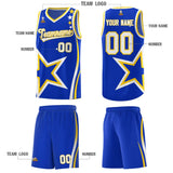 Custom Royal Shoulder Stars Graffiti Pattern Sets Basketball Jersey