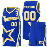Custom Royal Shoulder Stars Graffiti Pattern Sets Basketball Jersey