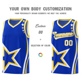 Custom Royal Shoulder Stars Graffiti Pattern Sets Basketball Jersey