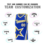 Custom Royal Shoulder Stars Graffiti Pattern Sets Basketball Jersey