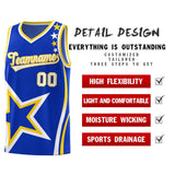 Custom Royal Shoulder Stars Graffiti Pattern Sets Basketball Jersey