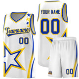 Custom White Shoulder Stars Graffiti Pattern Sets Basketball Jersey