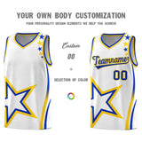 Custom White Shoulder Stars Graffiti Pattern Sets Basketball Jersey
