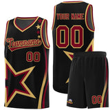 Custom Black Shoulder Stars Graffiti Pattern Sets Basketball Jersey