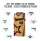 Custom Old Gold Shoulder Stars Graffiti Pattern Sets Basketball Jersey