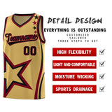 Custom Old Gold Shoulder Stars Graffiti Pattern Sets Basketball Jersey