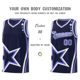 Custom Navy Shoulder Stars Graffiti Pattern Sets Basketball Jersey