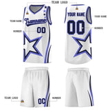 Custom White Shoulder Stars Graffiti Pattern Sets Basketball Jersey