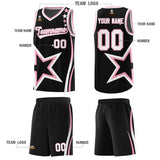 Custom Black Shoulder Stars Graffiti Pattern Sets Basketball Jersey