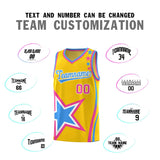 Custom Gold Shoulder Stars Graffiti Pattern Sets Basketball Jersey