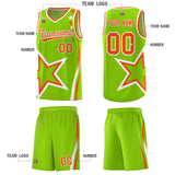 Custom Neon Green Shoulder Stars Graffiti Pattern Sets Basketball Jersey