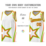 Custom White Shoulder Stars Graffiti Pattern Sets Basketball Jersey