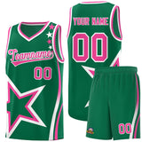 Custom Kelly Green Shoulder Stars Graffiti Pattern Sets Basketball Jersey