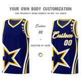 Custom Navy Shoulder Stars Graffiti Pattern Sets Basketball Jersey