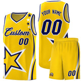 Custom Gold Shoulder Stars Graffiti Pattern Sets Basketball Jersey