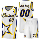 Custom White Shoulder Stars Graffiti Pattern Sets Basketball Jersey