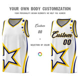 Custom White Shoulder Stars Graffiti Pattern Sets Basketball Jersey