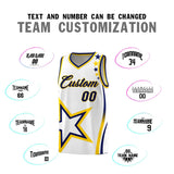Custom White Shoulder Stars Graffiti Pattern Sets Basketball Jersey