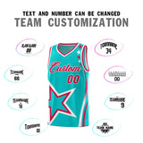 Custom Aqua Shoulder Stars Graffiti Pattern Sets Basketball Jersey