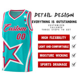 Custom Aqua Shoulder Stars Graffiti Pattern Sets Basketball Jersey