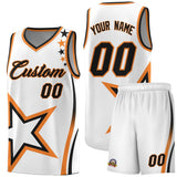 Custom White Shoulder Stars Graffiti Pattern Sets Basketball Jersey