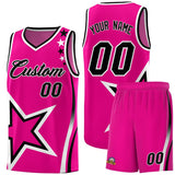 Custom Pink Shoulder Stars Graffiti Pattern Sets Basketball Jersey
