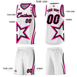 Custom White Shoulder Stars Graffiti Pattern Sets Basketball Jersey