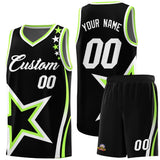 Custom Black Shoulder Stars Graffiti Pattern Sets Basketball Jersey