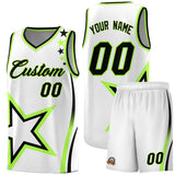 Custom White Shoulder Stars Graffiti Pattern Sets Basketball Jersey