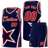 Custom Navy Shoulder Stars Graffiti Pattern Sets Basketball Jersey