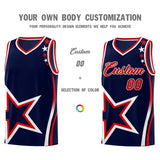 Custom Navy Shoulder Stars Graffiti Pattern Sets Basketball Jersey