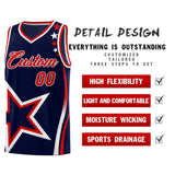 Custom Navy Shoulder Stars Graffiti Pattern Sets Basketball Jersey