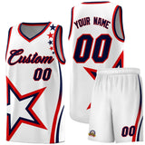 Custom White Shoulder Stars Graffiti Pattern Sets Basketball Jersey