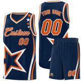 Custom Navy Shoulder Stars Graffiti Pattern Sets Basketball Jersey