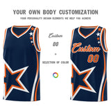 Custom Navy Shoulder Stars Graffiti Pattern Sets Basketball Jersey
