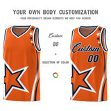Custom Gold Orange Shoulder Stars Graffiti Pattern Sets Basketball Jersey