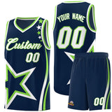 Custom Navy Shoulder Stars Graffiti Pattern Sets Basketball Jersey
