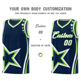 Custom Navy Shoulder Stars Graffiti Pattern Sets Basketball Jersey