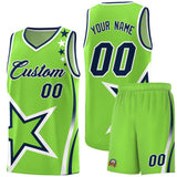 Custom Neon Green Shoulder Stars Graffiti Pattern Sets Basketball Jersey