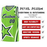 Custom Neon Green Shoulder Stars Graffiti Pattern Sets Basketball Jersey
