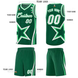 Custom Green Shoulder Stars Graffiti Pattern Sets Basketball Jersey