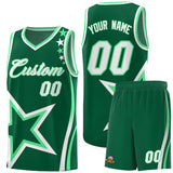 Custom Green Shoulder Stars Graffiti Pattern Sets Basketball Jersey
