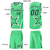 Custom Green Shoulder Stars Graffiti Pattern Sets Basketball Jersey