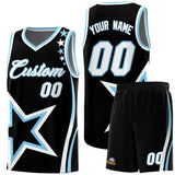 Custom Black Shoulder Stars Graffiti Pattern Sets Basketball Jersey
