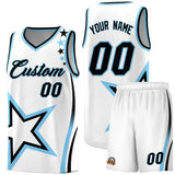Custom White Shoulder Stars Graffiti Pattern Sets Basketball Jersey